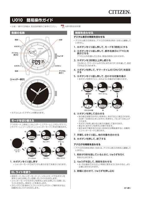 citizen シチズンウオッチU010